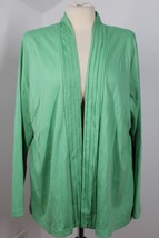 LL Bean XLP Green Open Front Supima Cotton Cardigan Topper Top 294397 Peru - £22.77 GBP