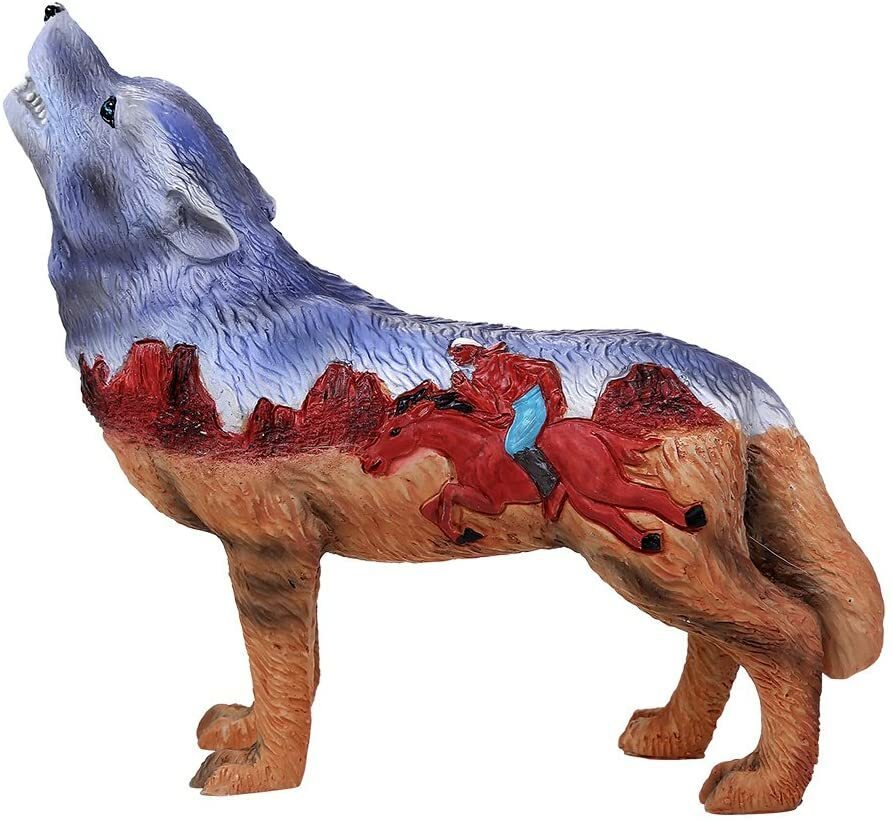 Ebros Wolf Spirit Collection Indian Rider Wolf Collectible Figurine - $25.99