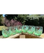 Murano Lowball Stemless Wine Glasses Green Millefiori Crystal Handmade I... - £110.31 GBP
