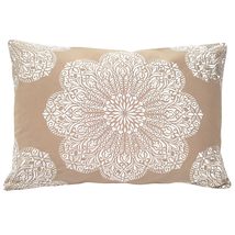 Mancini Medallion Embroidered 16x24 Throw Pillow, Coffee and Cream, Throw Pillow - $83.95+