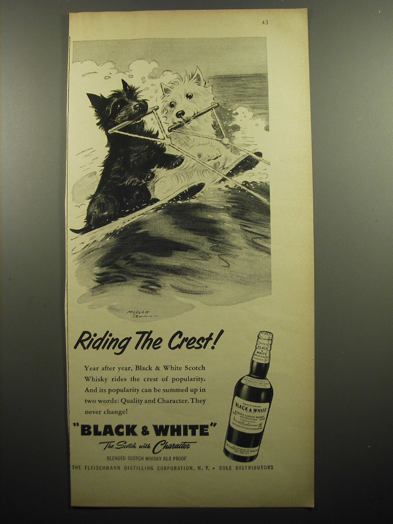 1957 Black & White Scotch Ad - Riding the Crest - $18.49