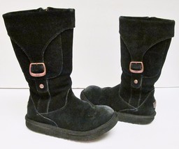 UGG Australia Leather Sheepskin Boots 5918 Zip Youth Kids Girls Distress Black 2 - $39.00