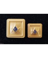 Blazer Jacket button set square S&amp;C gold plated enamel Masonic Freemasonry - $32.50