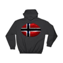 Lips Norwegian Flag : Gift Hoodie Norway Expat Country For Her Woman Feminine Wo - £28.30 GBP