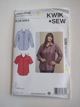 Kwik Sew 3586 Womens 1X 2X 3X 4X Woven Shirt Sewing Pattern w/ Buttons &amp;... - $10.44