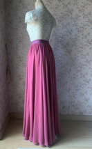 Plum Floor Length Chiffon Skirt Summer Women Plus Size Chiffon Maxi Skirt image 5
