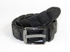 Men Genuine Leather Belt PIERO ROSSI Turkey Crocodile print Hand Stitch 69 Black image 5