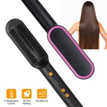 Home Use Professional Electric Flat Iron Curly 2 in 1 Hair Straightener Brush - £18.91 GBP