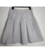 J Crew Skirt Womens Size 4 Navy Blue White Striped Pleated Cotton Knee L... - £15.72 GBP