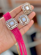Joharibazar Choker Rajasthani Kundan Earrings Mirror Jewelry Gold Plated Set d - £23.89 GBP