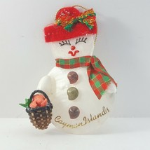 Souvenir Cayman Islands Snowman Christmas Ornament Mother of Pearl 4.5" - $16.00