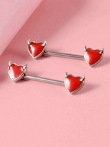 Devilish Red Heart Nipple Bar (Set of 2) - £7.47 GBP