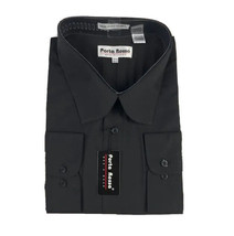Porta Rossa Men&#39;s Black Dress Shirt Convertible Cuff Size 20.5 Neck 34/35 - $24.99