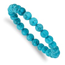 8mm Blue Turquoise Agate Beaded Stretch Bracelet - $35.00
