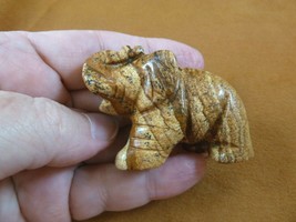 (Y-ELE-ST-731) tan Jasper ELEPHANT gemstone carving figurine love gem elephants - £13.72 GBP