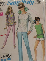 Simplicity Pattern 7690 Misses&#39; Overblouse,Tapered Pants &amp; Shorts Size 8 Vintage - £7.04 GBP