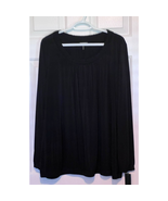 Daisy Fuentes Black Long Sleeve Ribbed Elastic Cuffs Bottom Blouse Size ... - $26.18