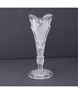 Antique EAPG Early American Pattern Glass Vase Pair Diamond Cut 8&quot; 9 1/2&quot; - $82.16
