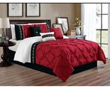7 Pieces Full Size Burgundy Red/Black/White Double-Needle Stitch Pinch P... - $125.99