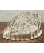 Clear Ribbed Heart Shaped Glass Trinket Paperweight Ring Holder - $10.79