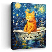 Bathroom Wall Decor Farmhouse Bathroom Wall Art Van Gogh Starry Night Cat Painti - £28.73 GBP