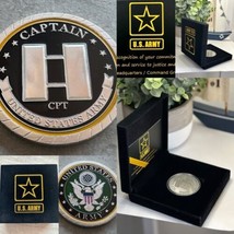 Us Army Captain Rank Challenge Coin Military With Special Army Velvet Case - £20.13 GBP