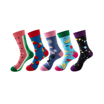 Anysox 5 Pairs One Size 5-11 Mixed Color Set Christmas Socks Cotton Fruit Art - £23.84 GBP