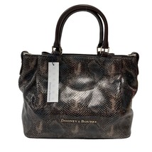 Dooney Bourke Satchel Handbag City Python Exotic Embossed Leather Brown Barlow - $307.27