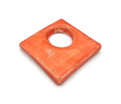 Large Orange Necklace Pendant For Jewelry Making Handmade Statement Clay Charm - £19.77 GBP