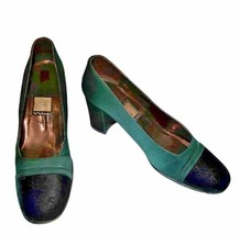 Nina Green Satin &amp; Velvet Heels Vintage Dress Shoe Holiday Size 6 Med GUC - £13.58 GBP