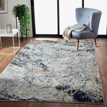 HomeRoots 395934 5 x 8 ft. Navy &amp; Gray Abstract Ice Area Rug - £131.53 GBP