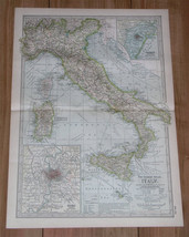 1897 Antique Map Of Italy / Sicily / Tuscany / Roma And Venice Inset Maps - £19.68 GBP