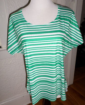 Chico&#39;s Convergent Stripes Short Sleeve Tee Top Nwt Chico&#39;s Size 1 S/M - £11.79 GBP