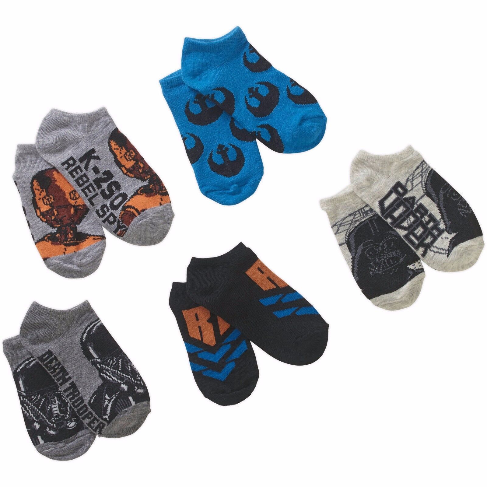 Primary image for Star Wars Rebels Boys No Show Socks 5 Pair Size LARGE 4-10  NEW