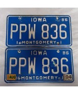 1986 Iowa License Plates Pair Montgomery County PPW836 - £11.75 GBP