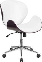Flash Furniture Mid-Back Mahogany Wood Conference Office Chair In White - £200.63 GBP