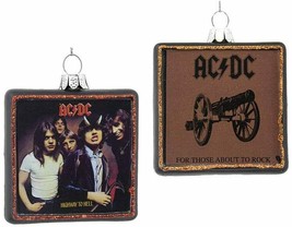 Kurt Adler Set Of 2 Officially Licensed AC/DC© Glass Album Cover Xmas Ornaments - £24.62 GBP