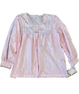 Barbizon Vintage Cuddleskin Pink Shiny Satin Pajama Top NWT Lace Neck Me... - $52.62 CAD