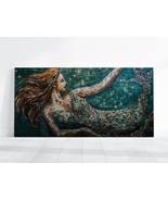 Mermaid Painting Mosaic Print, Elegant Mermaid Art Colorful Vibrant Larg... - £22.57 GBP+