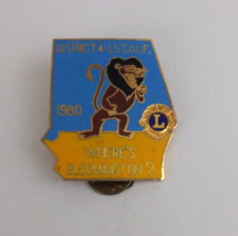 Vtg 1980 District 4-L5 Calif. Where&#39;s Bloomington? Lions Club With Lion Hat Pin - £4.98 GBP