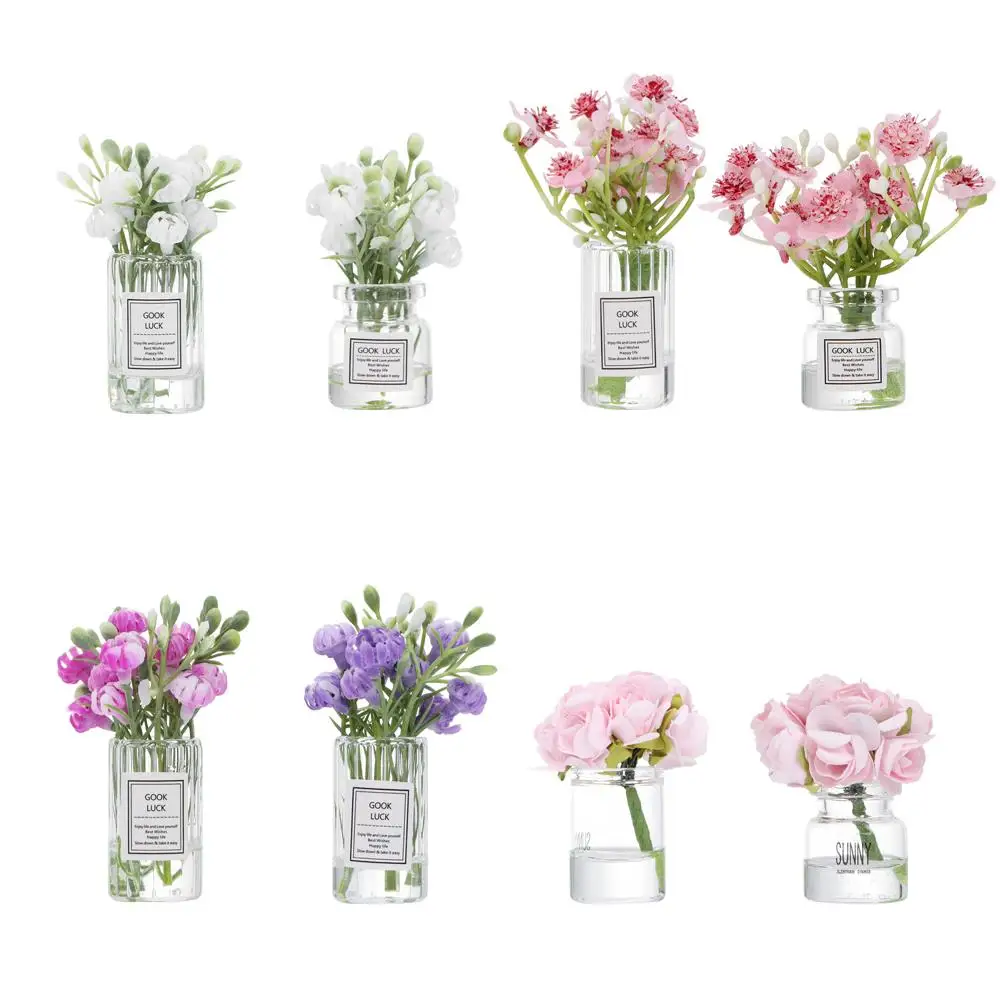 1:12 Scale Dollhouse Flower Vase Doll Accessories Pink Rose White Jasmine Mini - £7.66 GBP+