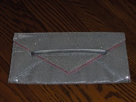 Victoria&#39;s Secret Clutch Bag Silver Sparkle Envelope Evening Small Forma... - £11.95 GBP