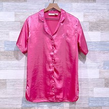 Victorias Secret Gold Label Satin Notch Collar Nightshirt Pink VTG Women... - $49.49