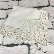 Vintage Handkerchief Ivory Hanky Crochet Trim Corner Collectible MCM - $14.84