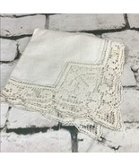 Vintage Handkerchief Ivory Hanky Crochet Trim Corner Collectible MCM - $14.84