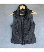 White House Black Market Vest Womens S Black Floral Quilted Silver Zippe... - £18.03 GBP