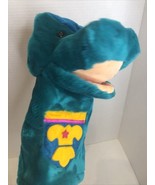 Dakin Dragon Hand Puppet 1991 Plush Blue-Green Red Pikes Royal Emblem On... - $9.59