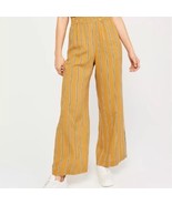 ABERCROMBIE wide leg mustard yellow &amp; black/white stripe pull on pants s... - €21,40 EUR
