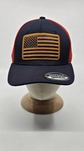 US Flag Hat USA Trucker Mesh Cap Snapback Adjustable Leather Flag Patch New - $29.69