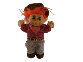 Russ Berrie Troll Doll Plush Buckaroo Cowboy Orange Hair Soft Body 12&quot; Vintage - £14.24 GBP